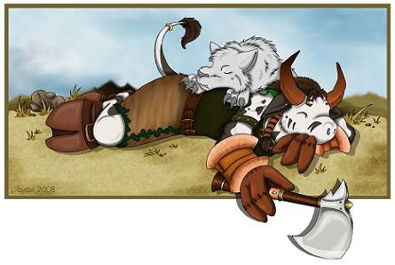 《魔兽世界》可爱牛牛酣睡插画欣赏-魔兽世界