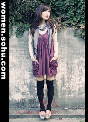 俏皮中袜+膝上裙 换季巧搭抵凉天-时尚,换季,短