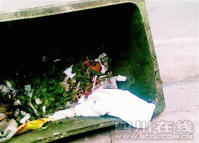 成都一男子闹市飞车弃婴 婴儿死在垃圾桶内(图)