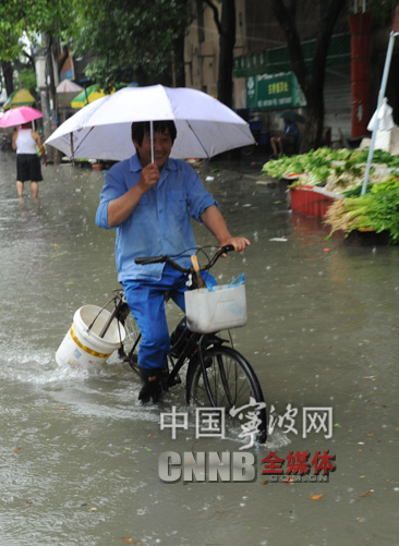 连续降雨导致江北盛家村积水 庄桥街道积极抢