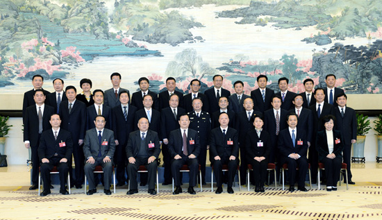 会后省人大常委会主任夏宝龙等领导与新一届省政府组成人员合影(浙江