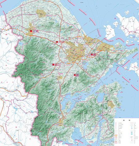 图为宁波地区早期城址分布示意图.