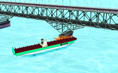 万吨货轮碰擦南京长江大桥后沉没 18名船员获