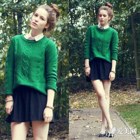<em>毛衣</em>+短裙 秋冬御寒甜美两不误-套头<em>毛衣</em>,look