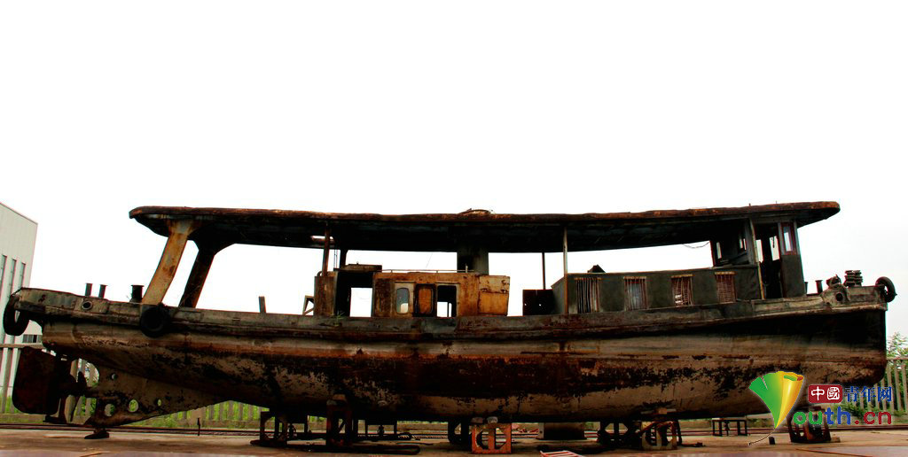 江苏现日军河用小炮艇 专家鉴定为日军侵华证