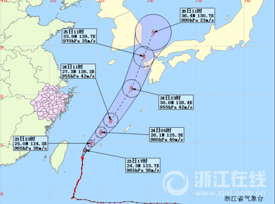 台风天鹅对浙江影响25日结来 下周杭州最高