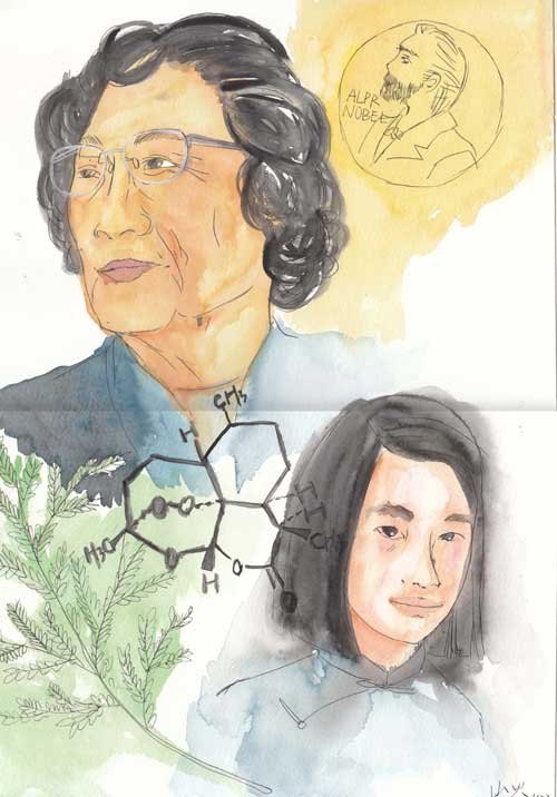 效实学子给屠呦呦画了近百幅像卡通画像萌翻网友