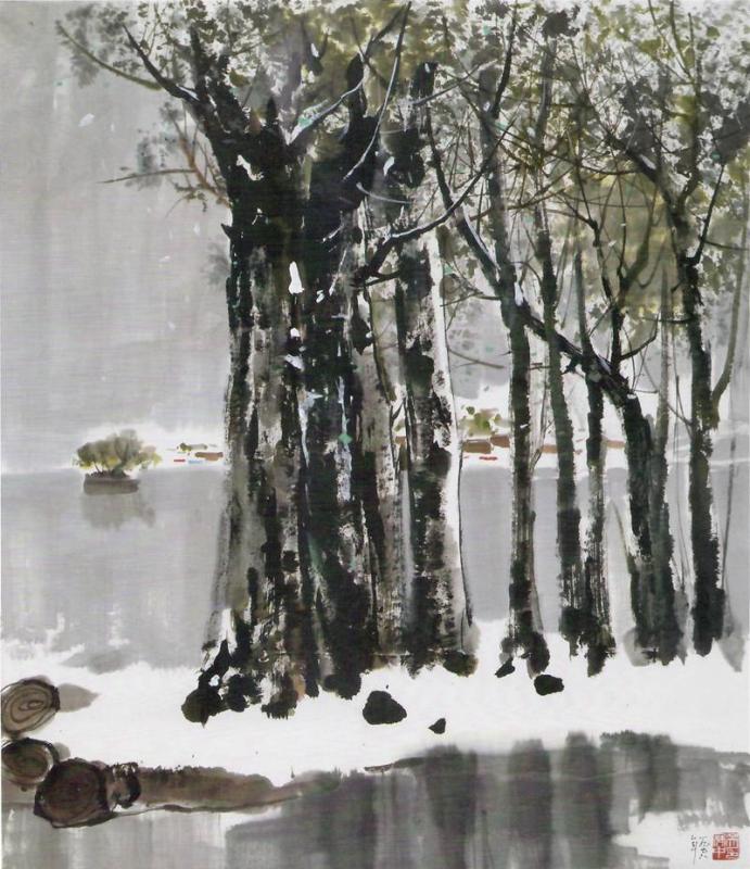 (吴冠中《冬雪》)
