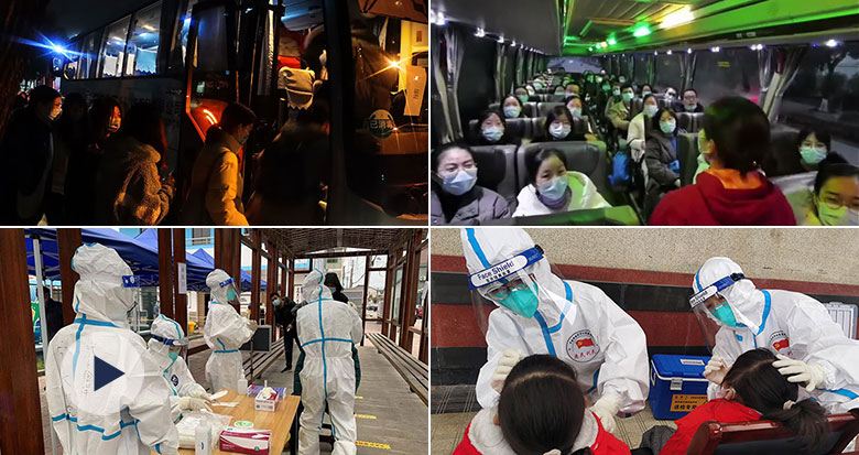 宁波千名医护人员奔赴余姚支援核酸检测工作