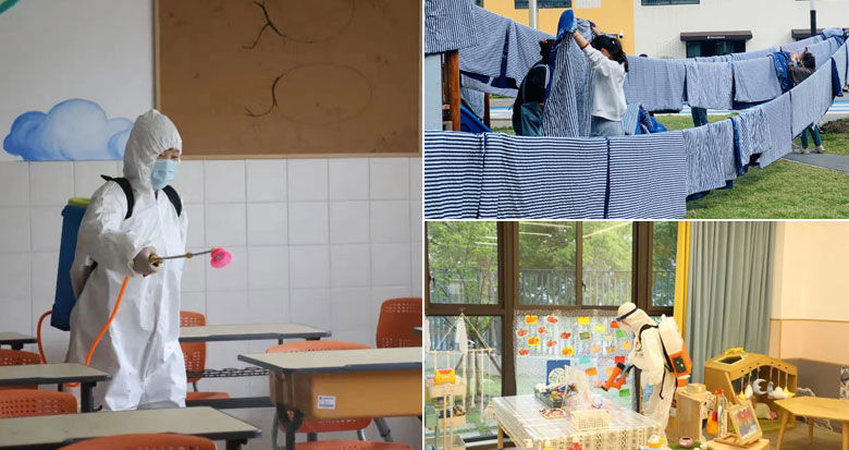 消杀校园、清洁环境……北仑学校做好复课准备工作