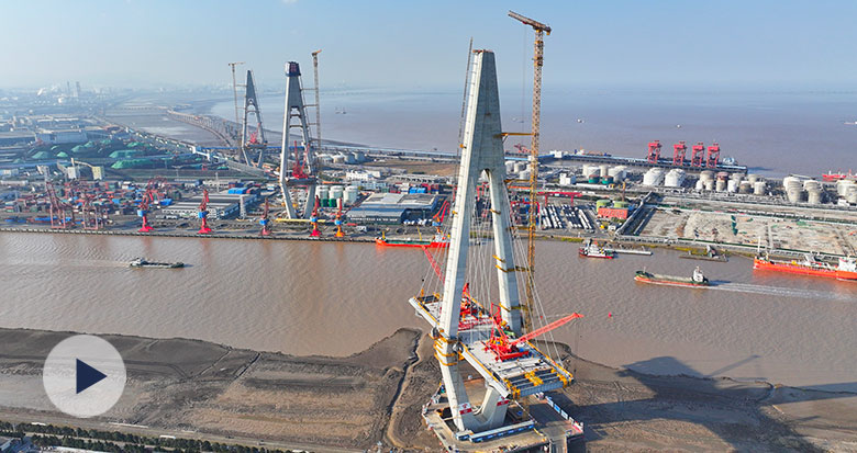 甬江特大桥三座主塔全部封顶